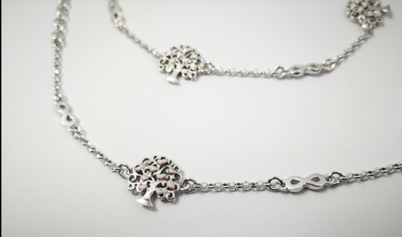 9-1-186970-2-Pulsera arbolito corazones blanco y lila EBR17436 Rodio