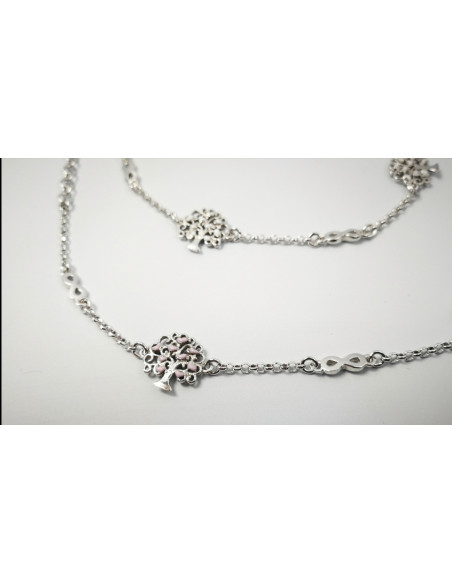 9-1-186970-2-Pulsera arbolito corazones blanco y lila EBR17436 Rodio