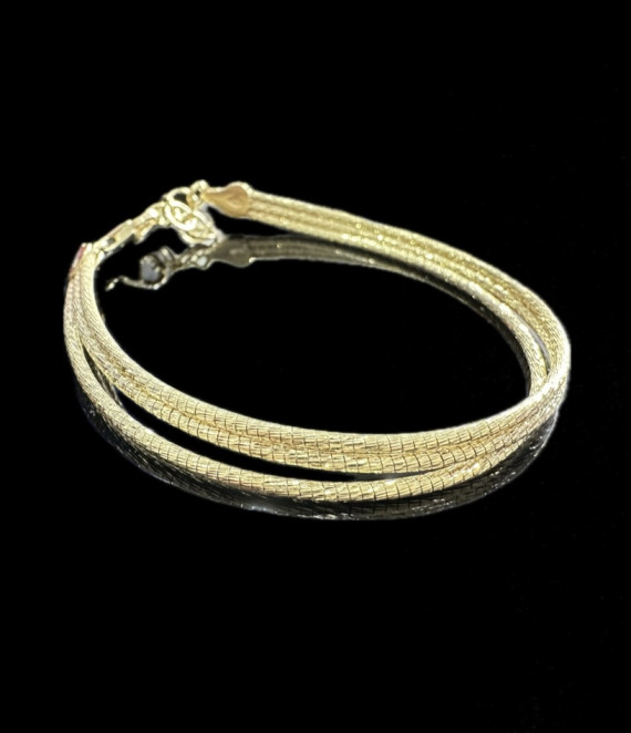 9-1-246520-2-Pulsera tipo cordón triple de plata de ley 925 baño oro 18K