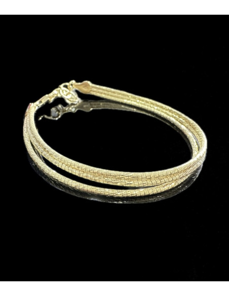 9-1-246520-2-Pulsera tipo cordón triple de plata de ley 925 baño oro 18K