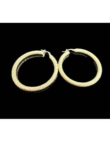 9-1-246576-2-Pendientes tipo aro rugoso de plata de ley 925 baño oro 18K, 3,2 cm