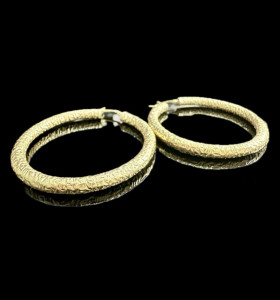 9-1-246577-1-Pendientes tipo aro rugoso de plata de ley 925 baño oro 18K, 3,2 cm