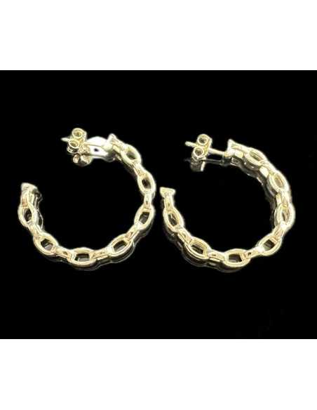 9-1-246585-1-Pendientes tipo medio aro cadena de plata de ley 925 baño oro 18K, 3,3 cm