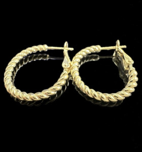 9-1-246589-1-Pendientes tipo aro galloneado de plata de ley 925 baño oro 18K, 2,5 cm