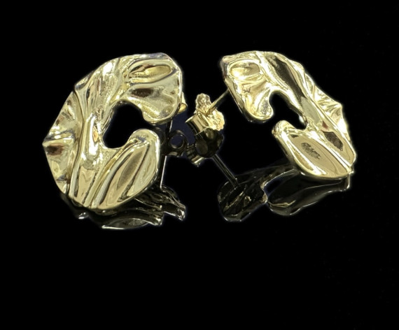 9-1-246660-2-Pendientes forma C de plata de ley 925 baño oro 18K