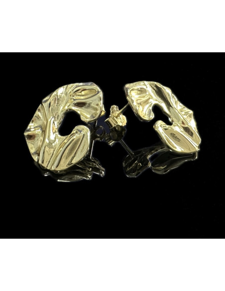 9-1-246660-2-Pendientes forma C de plata de ley 925 baño oro 18K