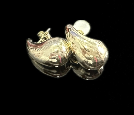 9-1-246672-5-Pendientes forma gota grande de plata de ley 925 baño oro 18K, 1,45 cm