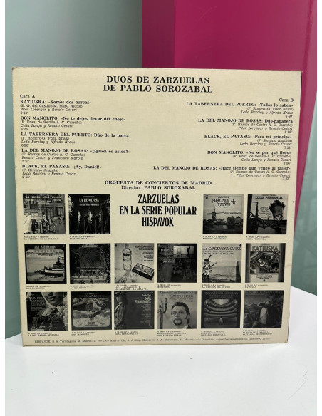 9-9-49196-2-Sonido Vinilo Pablo Sorozabal. Duos de Zarzuelas