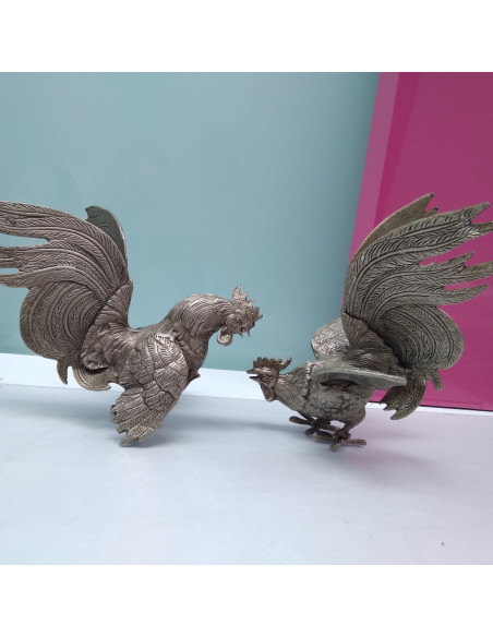 9-9-51875-1-Adorno Pareja Gallos De Pelea Bronce