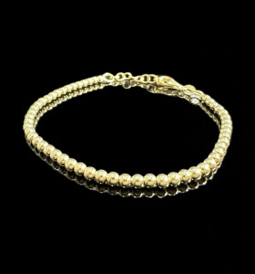 9-1-246508-1-Pulsera BOLITAS de plata de ley 925 baño oro 18K