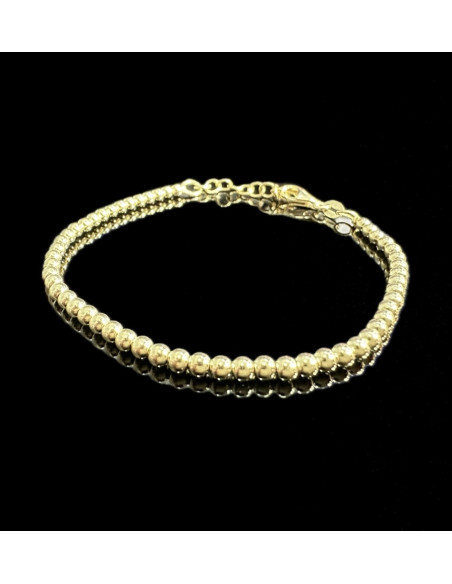 9-1-246508-1-Pulsera BOLITAS de plata de ley 925 baño oro 18K