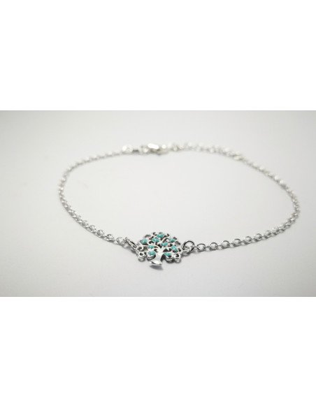 9-1-186878-1-Pulsera arbolito corazones turquesa EBR14733 Rodio
