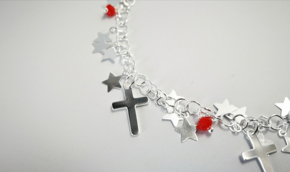 6-1-186865-2-Pulsera estrellitas piedra roja AMBR712 plata de ley 925