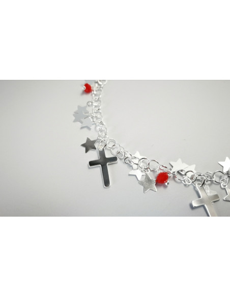6-1-186865-2-Pulsera estrellitas piedra roja AMBR712 plata de ley 925