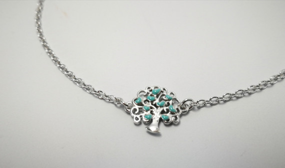 6-1-186876-2-Pulsera arbolito corazones turquesa EBR14733 Rodio