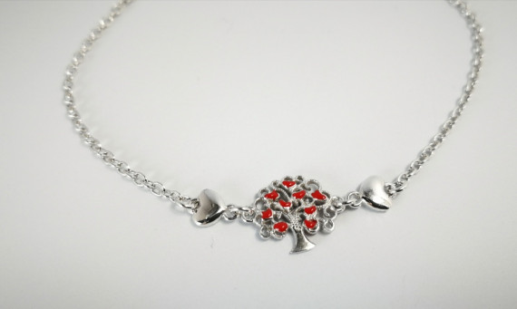 6-1-186933-2-Pulsera arbolito corazones rojo EBR17438 Rodio