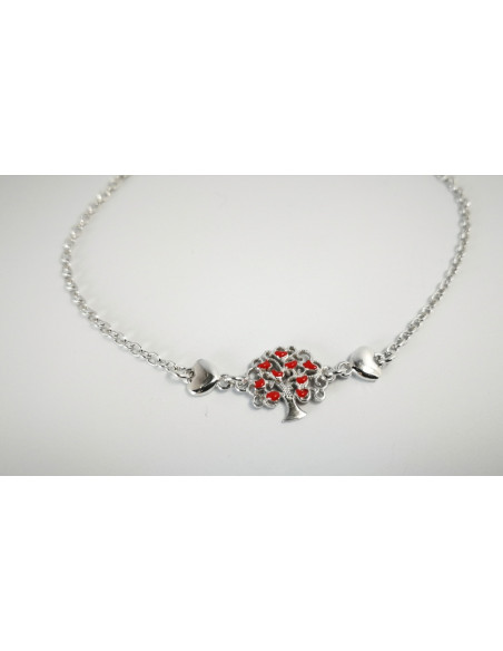 6-1-186933-2-Pulsera arbolito corazones rojo EBR17438 Rodio