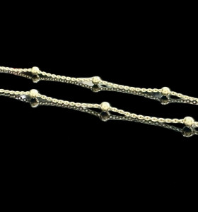 6-1-246535-1-Cadena fina bolitas de plata de ley 925 baño oro 18K, 50 cm 