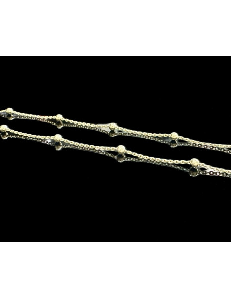 6-1-246535-1-Cadena fina bolitas de plata de ley 925 baño oro 18K, 50 cm 