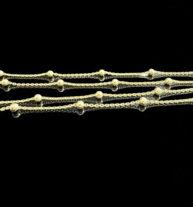 6-1-246535-1-Cadena fina bolitas de plata de ley 925 baño oro 18K, 50 cm  2