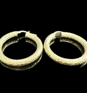 6-1-246575-1-Pendientes tipo aro rugoso de plata de ley 925 baño oro 18K, 4,6 cm