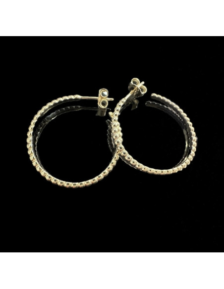6-1-246610-1-Pendientes tipo aro bolitas de plata de ley 925 baño oro 18K, 2,8 cm