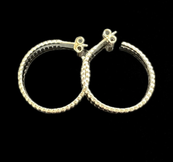 6-1-246610-2-Pendientes tipo aro bolitas de plata de ley 925 baño oro 18K, 2,8 cm