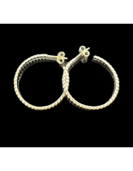 6-1-246610-2-Pendientes tipo aro bolitas de plata de ley 925 baño oro 18K, 2,8 cm
