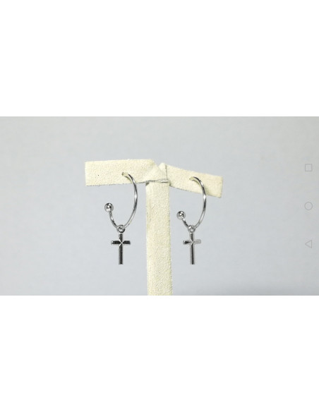 6-2-93033-2-Pendientes aro con cruz 17 mm
