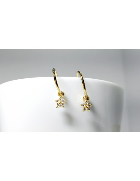 6-2-93070-2-Pendientes aro con estrella piedras 12 mm