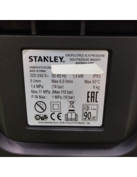 6-6-162701-2-Limpiadora Alta Presion Stanley SXPW14PE (sin Uso)