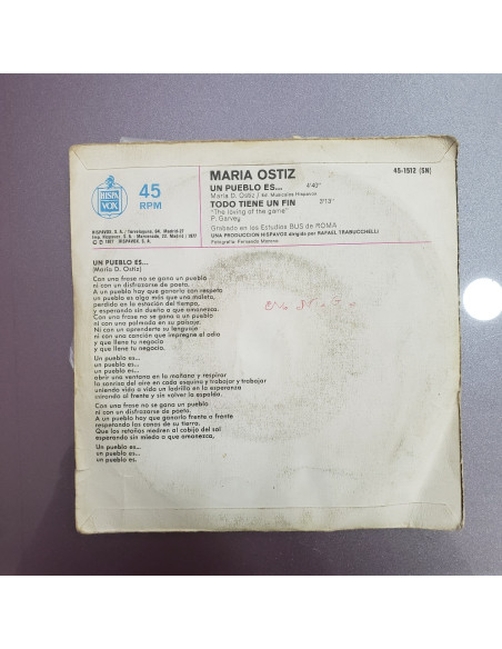 7-7-65560-2-Vinilo Maria Ostriz un pueblo es