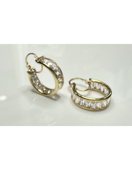 7-7-71286-1-Pendientes tipo aro con circonitas de oro amarillo 18K