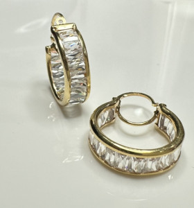 7-7-71286-1-Pendientes tipo aro con circonitas de oro amarillo 18K 2