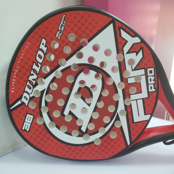 7-7-71702-2-Deportes Pala de padel Dunlop Fury Pro Roja (Sin uso)