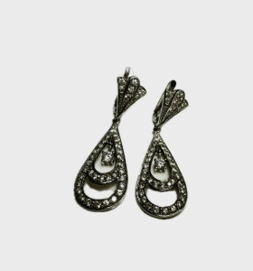 7-7-73238-1-Pendientes tipo Yanes con circoniras de oro blanco 18K 2