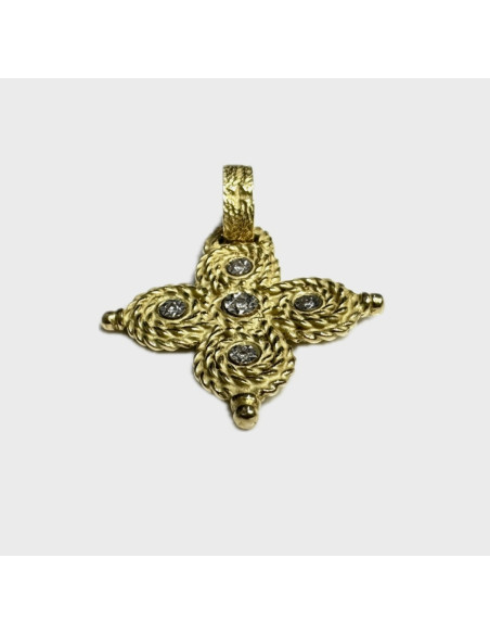 7-7-75750-1-Colgante tipo cruz de oro amarillo 18K diamantes