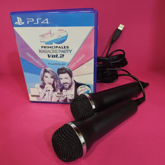 8-8-64805-2-Videojuego PS4 40 Principales Karaoke party vol.2 microfonos