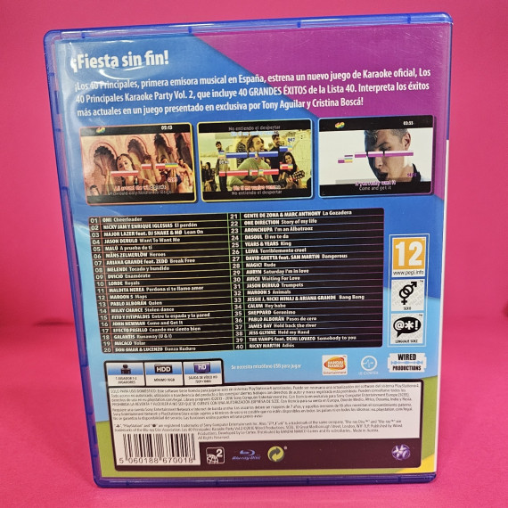 8-8-64805-5-Videojuego PS4 40 Principales Karaoke party vol.2 microfonos