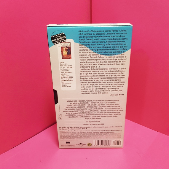 8-8-66646-2-Cine, DVD y películas VHS Shakespeare in Love