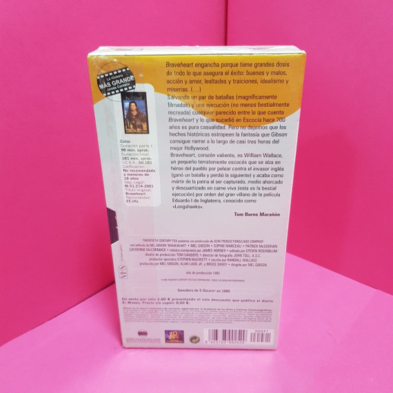 8-8-66652-2-Cine, DVD y películas VHS Braveheart Parte I
