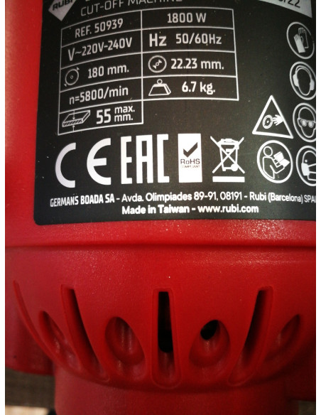 1-1-247347-2-Sierra Circular TC180 RUBI Kit De Sierra Circular Para Trabajos Pesados 1800W En Húmedo Y En Seco