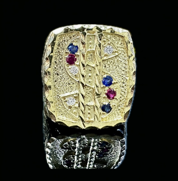 1-1-149894-4-Anillo plata bañada en oro dolar cuadrado piedras talla 27