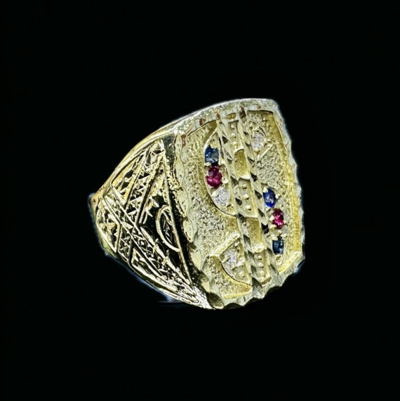 1-1-149894-5-Anillo plata bañada en oro dolar cuadrado piedras talla 27