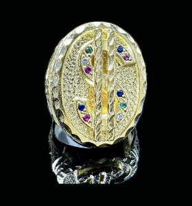 1-1-149895-4-Anillo plata bañado en oro 18K dolar ovalado piedras T.30