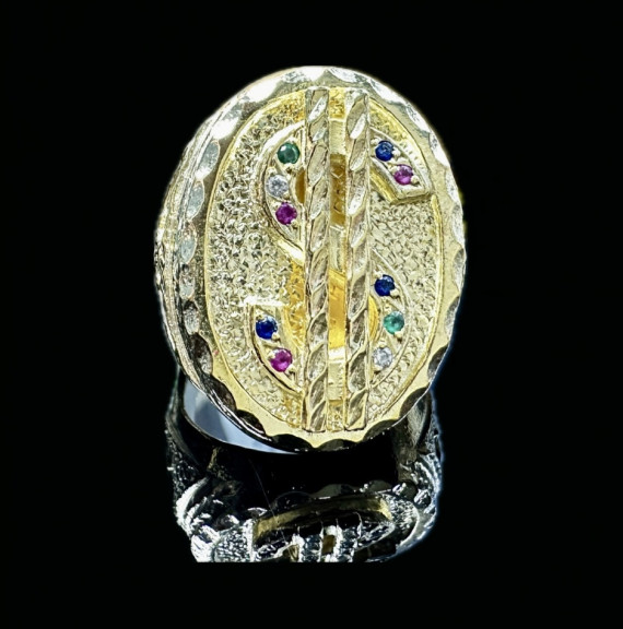 1-1-149895-4-Anillo plata bañado en oro 18K dolar ovalado piedras T.30