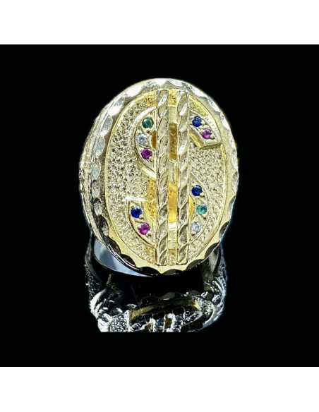 1-1-149895-4-Anillo plata bañado en oro 18K dolar ovalado piedras T.30