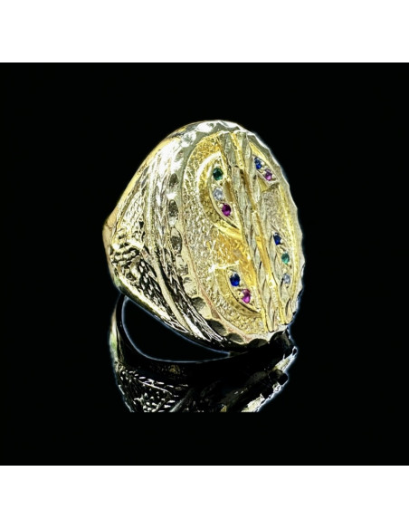 1-1-149895-5-Anillo plata bañado en oro 18K dolar ovalado piedras T.30