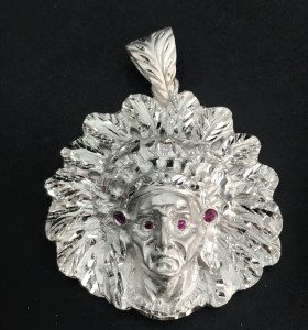 1-1-149915-1-Colgante plata de ley 925 jefe indio grande 4 piedras