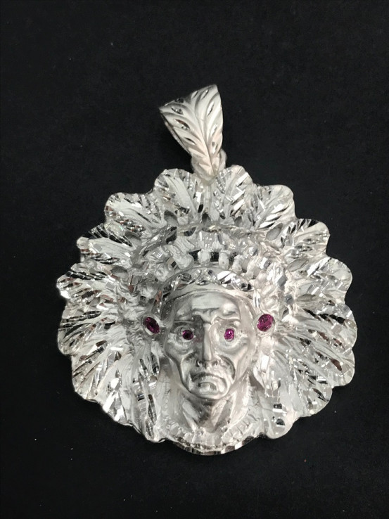 1-1-149915-1-Colgante plata de ley 925 jefe indio grande 4 piedras